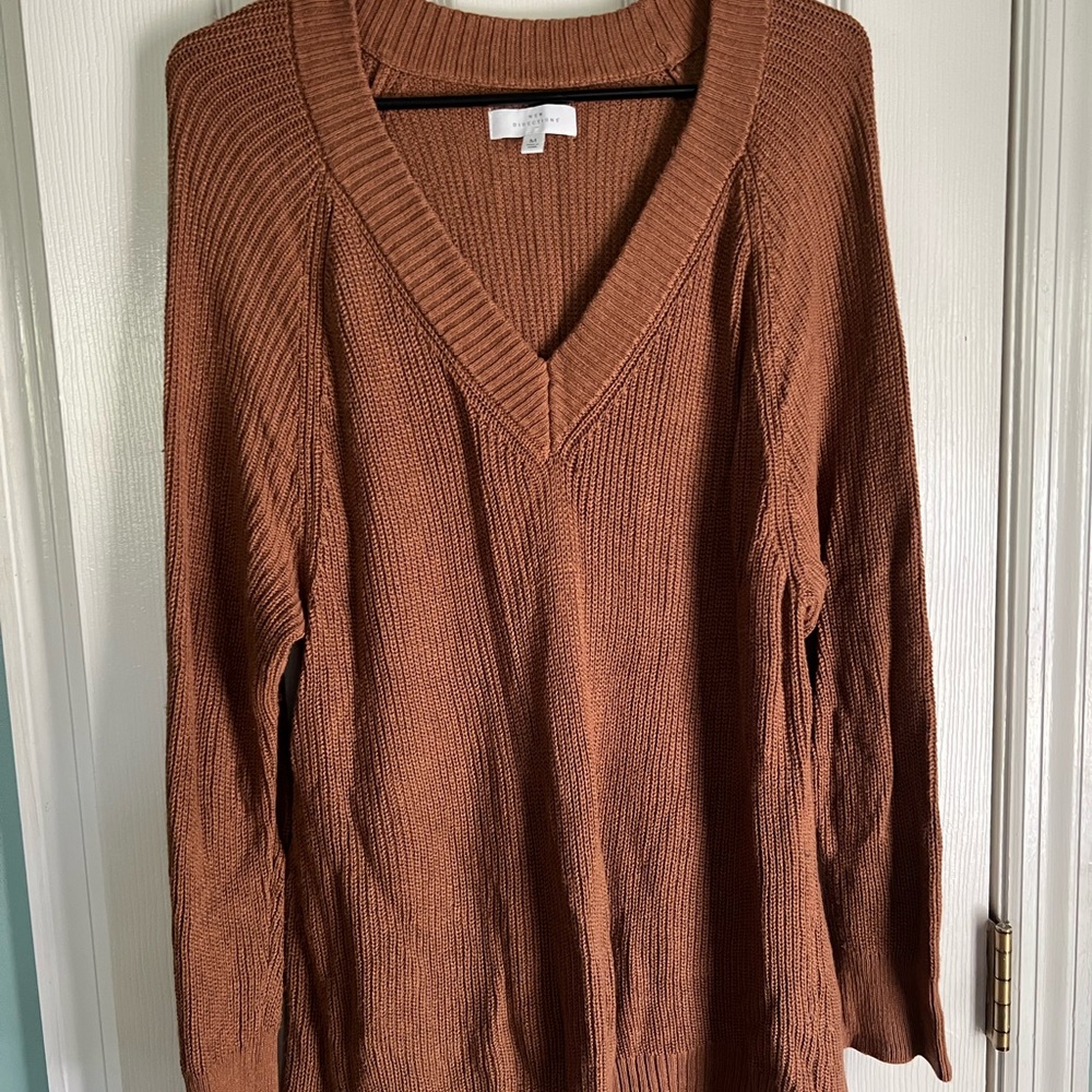 New Directions Rust V-Neck Sweater